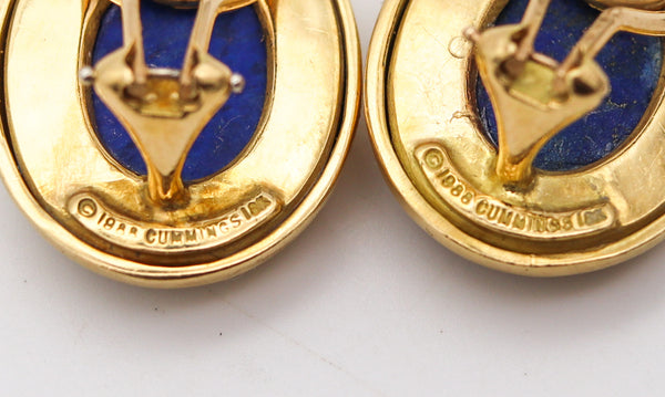 ANGELA CUMMINGS 1988 Clips-On Earrings In 18Kt Yellow Gold With Lapis Lazuli