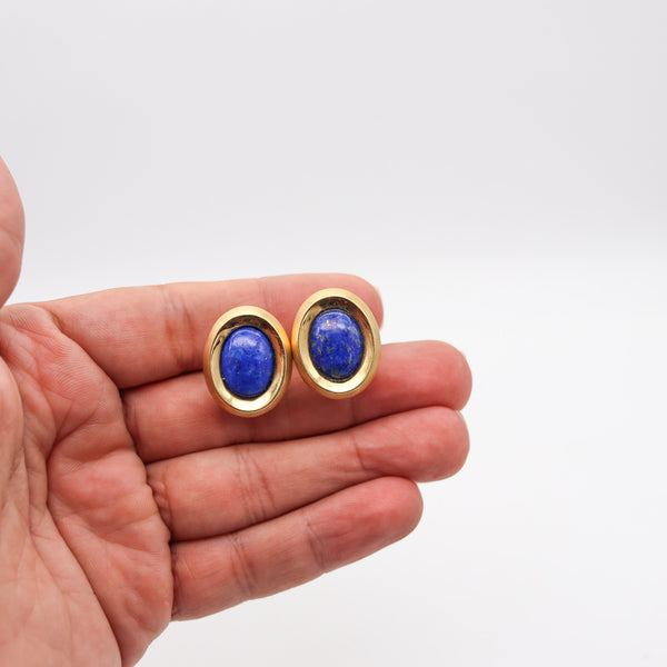 ANGELA CUMMINGS 1988 Clips-On Earrings In 18Kt Yellow Gold With Lapis Lazuli