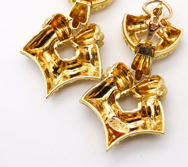 HENRY DUNAY New York Door Knockers Drop Earrings In 18Kt Yellow Gold
