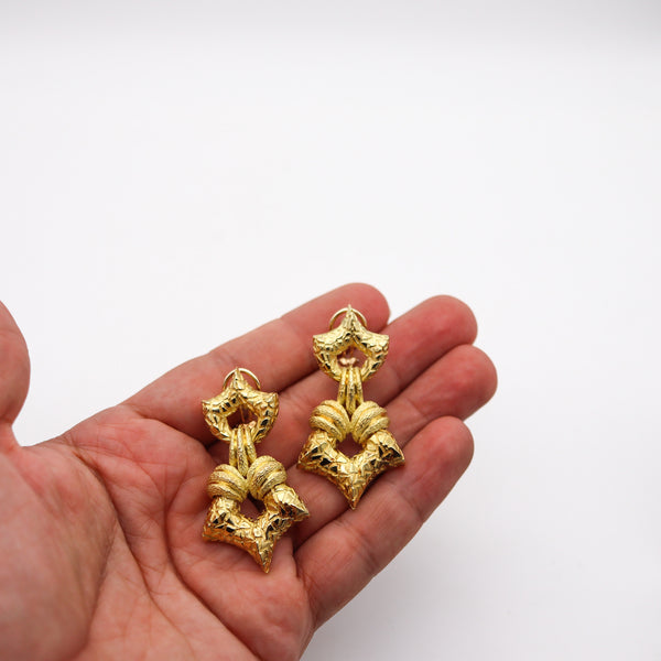 HENRY DUNAY New York Door Knockers Drop Earrings In 18Kt Yellow Gold