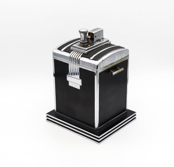 RONSON 1937 Art Deco T-T Smoker's Desk Double Box & Touch Tip Lighter