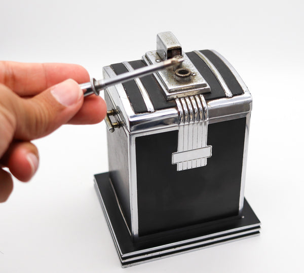 RONSON 1937 Art Deco T-T Smoker's Desk Double Box & Touch Tip Lighter