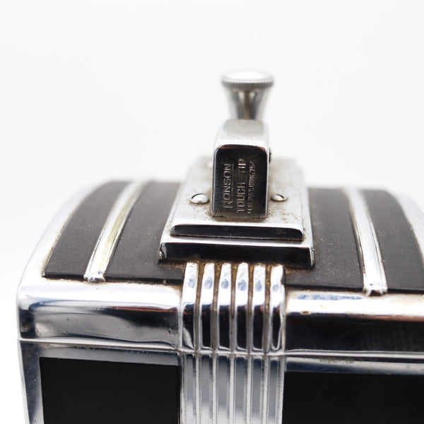 RONSON 1937 Art Deco T-T Smoker's Desk Double Box & Touch Tip Lighter