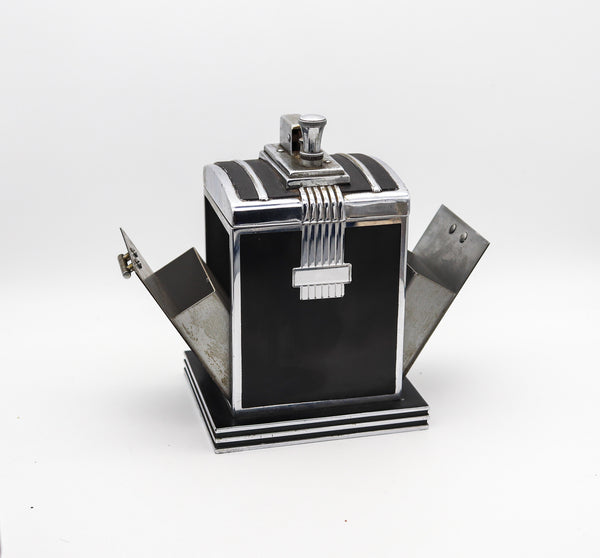 RONSON 1937 Art Deco T-T Smoker's Desk Double Box & Touch Tip Lighter