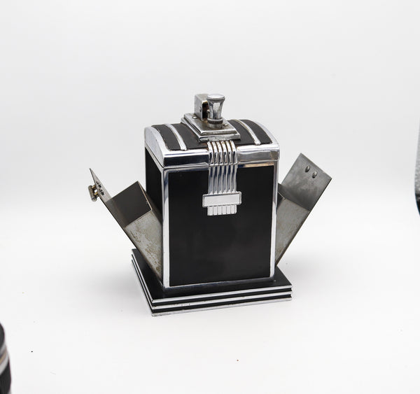 RONSON 1937 Art Deco T-T Smoker's Desk Double Box & Touch Tip Lighter