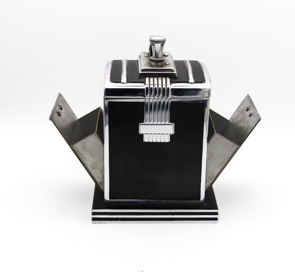 RONSON 1937 Art Deco T-T Smoker's Desk Double Box & Touch Tip Lighter