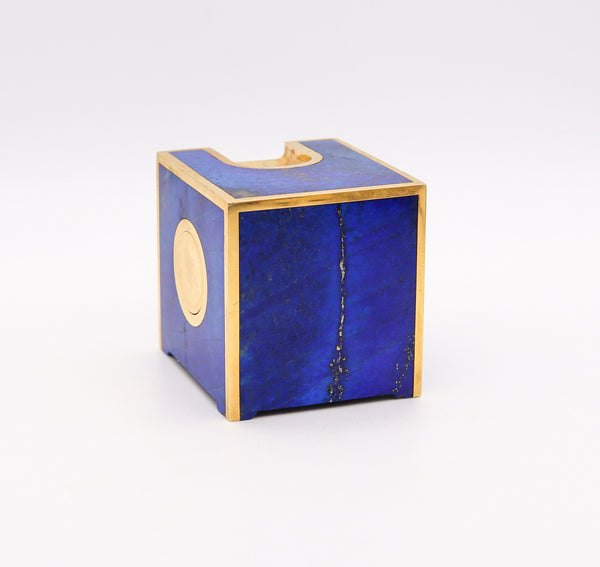 DIETER RAMS 1973 Braum Cubism Desk Lighter In 18Kt Yellow Gold And Lapis