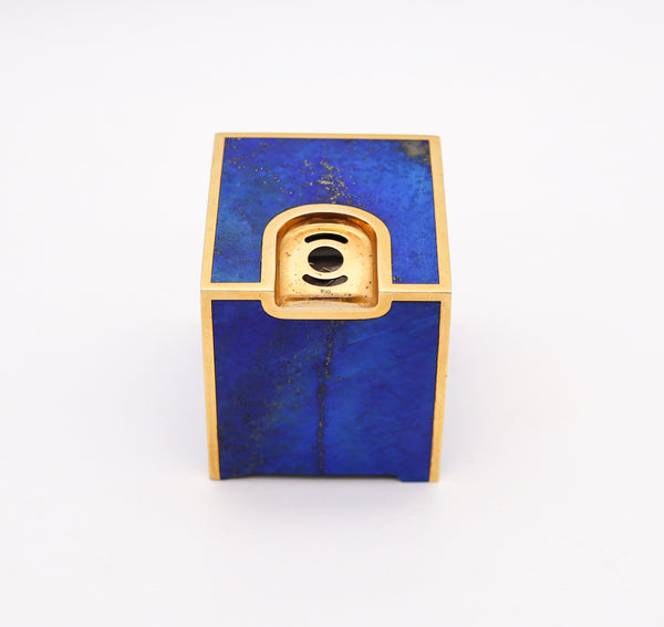 DIETER RAMS 1973 Braum Cubism Desk Lighter In 18Kt Yellow Gold And Lapis