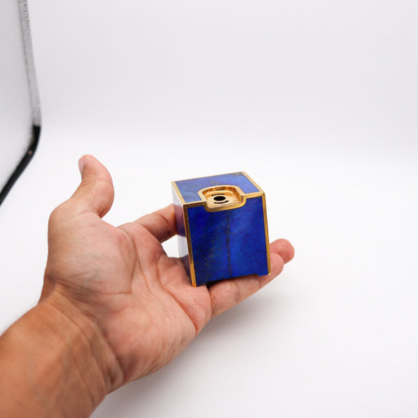 DIETER RAMS 1973 Braum Cubism Desk Lighter In 18Kt Yellow Gold And Lapis