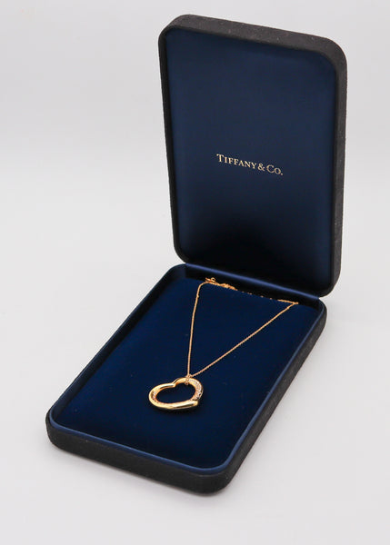 TIFFANY & CO. 1980 Elsa Peretti Large Open Heart Necklace In 18Kt Gold And Diamonds