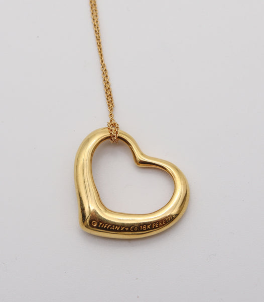 TIFFANY & CO. 1980 Elsa Peretti Large Open Heart Necklace In 18Kt Gold And Diamonds