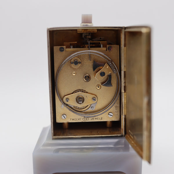 CARTIER Paris 1909 Belle Epoque Enamel Repeater Carriage Clock In Sterling Agate
