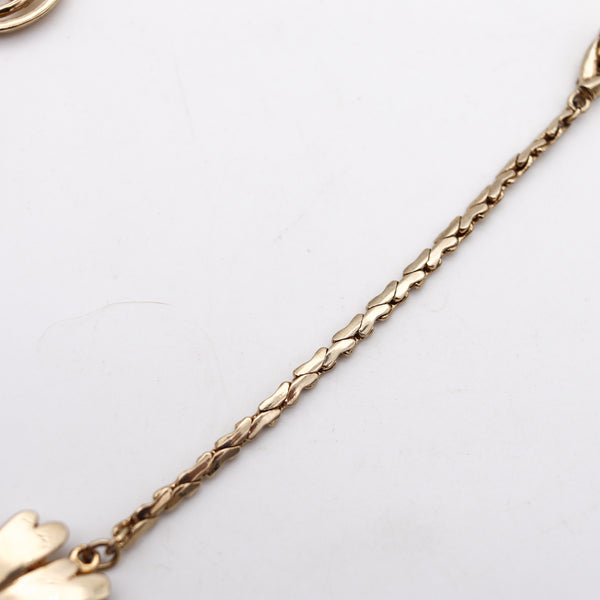 NORMAN BEL GEDDES 1950 Retro Modernist Necklace In Gilt Steel