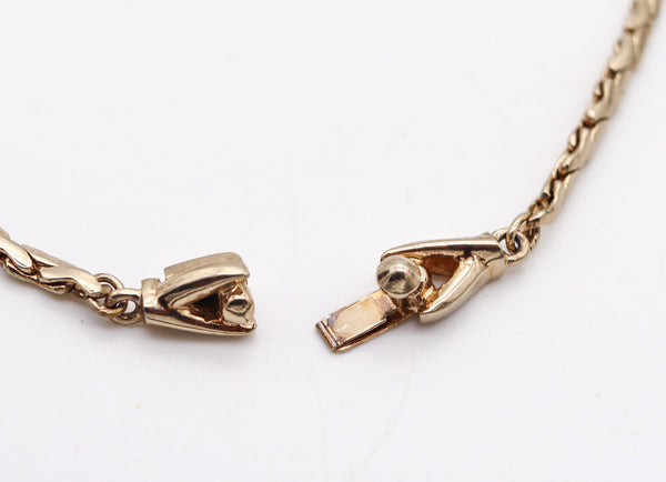 NORMAN BEL GEDDES 1950 Retro Modernist Necklace In Gilt Steel