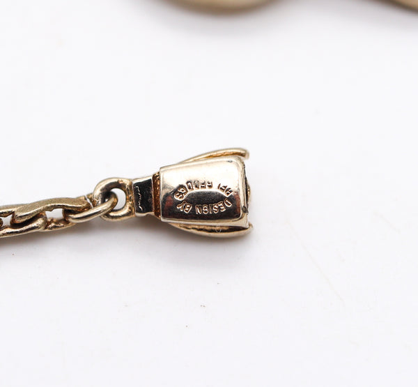 NORMAN BEL GEDDES 1950 Retro Modernist Necklace In Gilt Steel