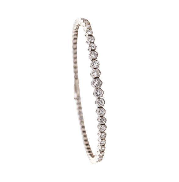 ART DECO 1930 Graduated Riviera Bracelet In Platinum With 5.18 Ctw Diamonds