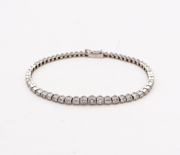 ART DECO 1930 Graduated Riviera Bracelet In Platinum With 5.18 Ctw Diamonds
