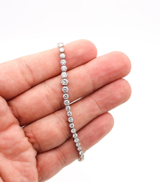 ART DECO 1930 Graduated Riviera Bracelet In Platinum With 5.18 Ctw Diamonds