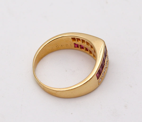 OSCAR HEYMAN Cocktail Ring In 18Kt Yellow Gold With 1.52 Ctw In Diamonds & Rubies