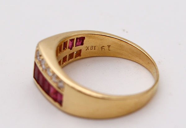 OSCAR HEYMAN Cocktail Ring In 18Kt Yellow Gold With 1.52 Ctw In Diamonds & Rubies