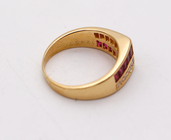 OSCAR HEYMAN Cocktail Ring In 18Kt Yellow Gold With 1.52 Ctw In Diamonds & Rubies