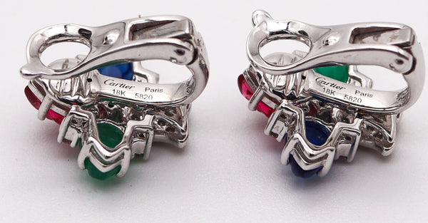 CARTIER Paris Tutti Frutti Earrings In 18Kt White Gold With Carved Gems & Diamonds