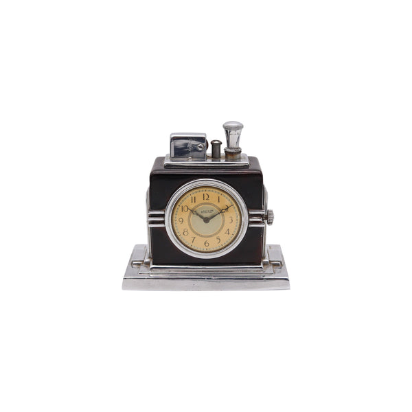 RONSON 1936 Maltese Art Deco Machine Age Black Clock Touch Tip Lighter