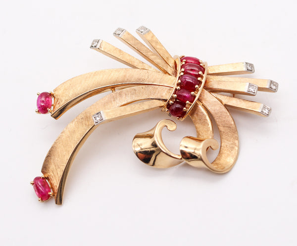 MAUBOUSSIN 1938 Trabert & Hoeffer Pendant-Brooch 18Kt Gold & Burmese Rubies