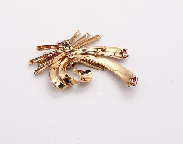 MAUBOUSSIN 1938 Trabert & Hoeffer Pendant-Brooch 18Kt Gold & Burmese Rubies