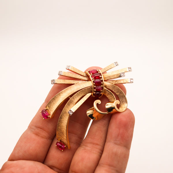 MAUBOUSSIN 1938 Trabert & Hoeffer Pendant-Brooch 18Kt Gold & Burmese Rubies