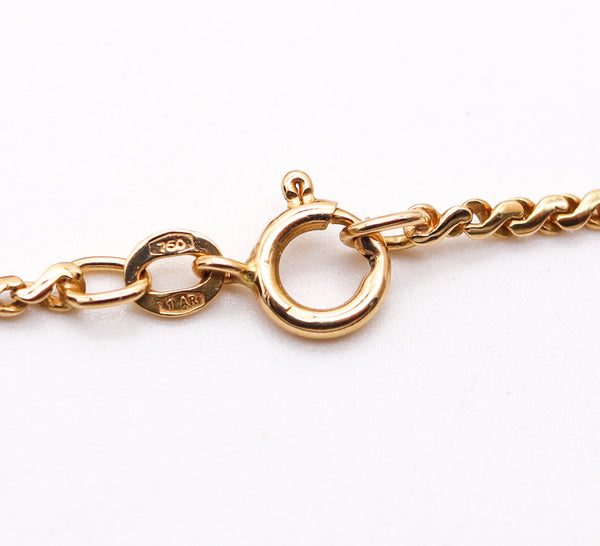 ANGELA CUMMINGS 1984 Carnelian Key Necklace In 18Kt Yellow Gold & Pearls