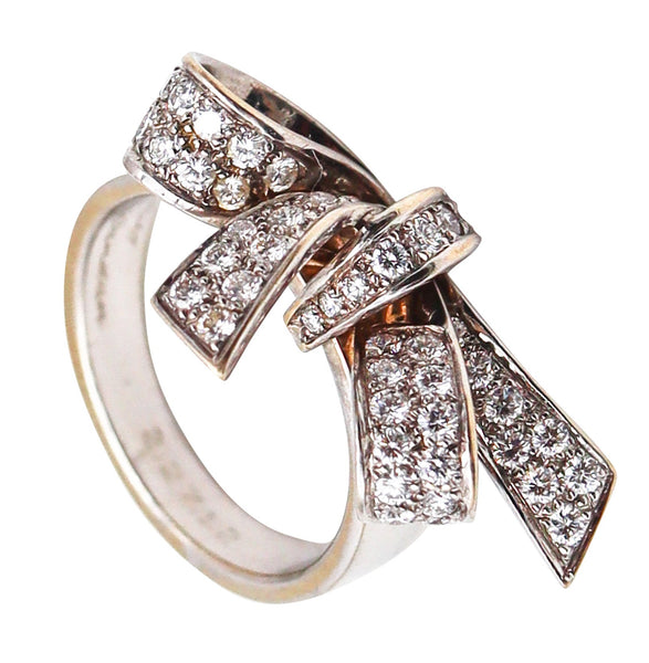 GARRARD & CO. French Ritz Bow Cocktail Ring 18Kt White Gold With VS Diamonds