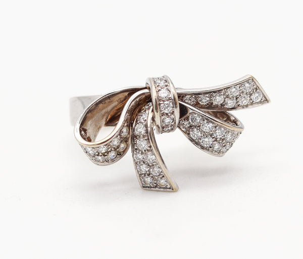 GARRARD & CO. French Ritz Bow Cocktail Ring 18Kt White Gold With VS Diamonds