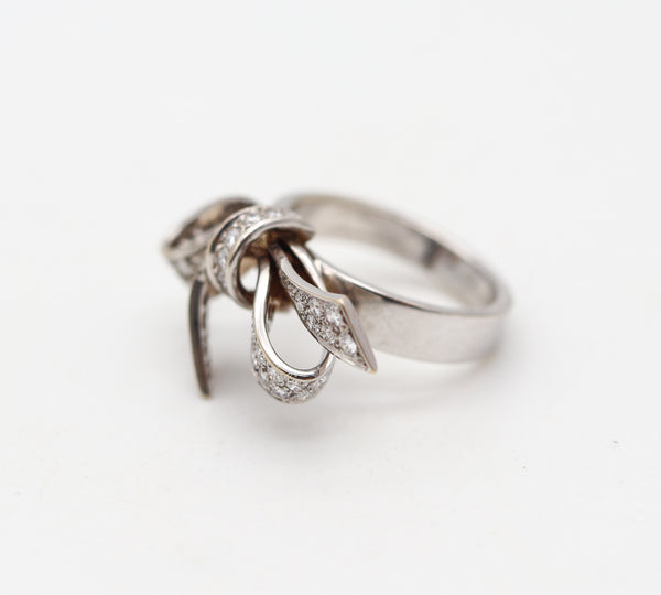 GARRARD & CO. French Ritz Bow Cocktail Ring 18Kt White Gold With VS Diamonds