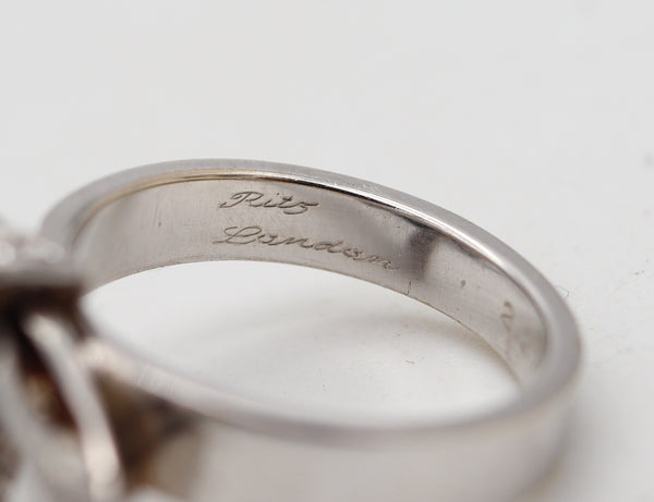 GARRARD & CO. French Ritz Bow Cocktail Ring 18Kt White Gold With VS Diamonds