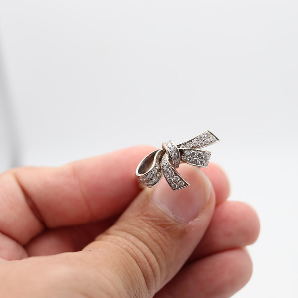 GARRARD & CO. French Ritz Bow Cocktail Ring 18Kt White Gold With VS Diamonds