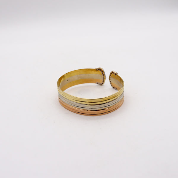 -Cartier Paris Vintage Trinity Double C Cuff Bracelet In 18Kt Gold With Diamonds