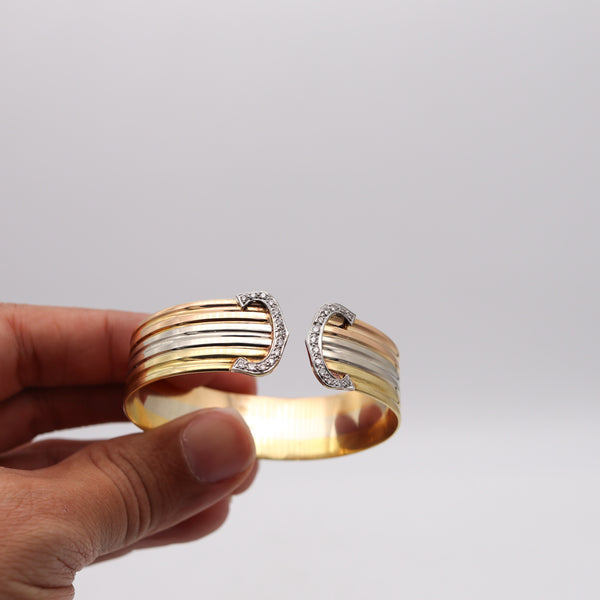 -Cartier Paris Vintage Trinity Double C Cuff Bracelet In 18Kt Gold With Diamonds