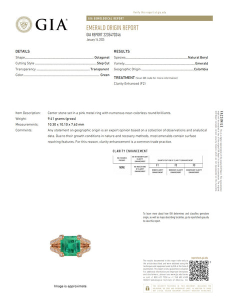 GIA CERTIFIED Cocktail Ring In 18Kt Gold With 6.58 Ctw In Emerald & Diamonds