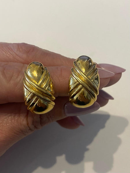 Bvlgari Roma Double X Clip On Earrings In Solid 18Kt Yellow Gold