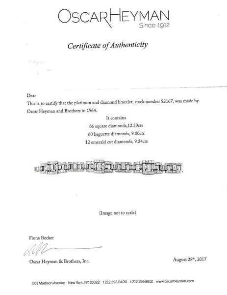 OSCAR HEYMAN Deco Geometric Bracelet In Platinum With 30.64 Ctw In VS Diamonds