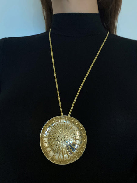 Pol Bury Belgium 1968-2002 Rare Sculptural Kinetic Tremblant Spikes Pendant Brooch In 18Kt Gold