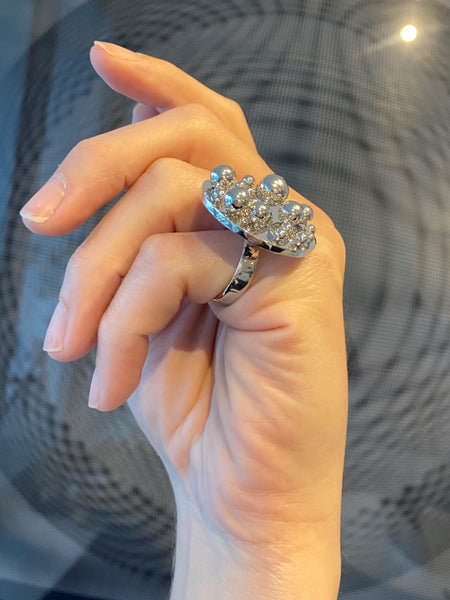 Pol Bury Belgium 1968 2002 Rare Sculptural Kinetic Spheres Ring In 18Kt White Gold