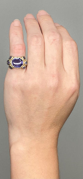 Monica Rossi Milan For Anaconda Cocktail Ring In 19Kt Yellow Gold With 5.79 Cts In Iolites