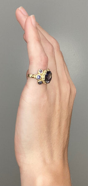 Monica Rossi Milan For Anaconda Cocktail Ring In 19Kt Yellow Gold With 5.79 Cts In Iolites