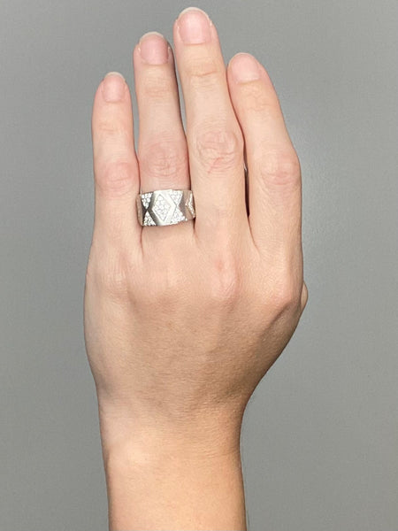 Andreoli Italy Band Ring In 18Kt White Gold With 1.34 Cts In VS Diamonds