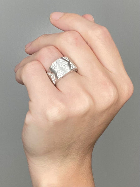 Andreoli Italy Band Ring In 18Kt White Gold With 1.34 Cts In VS Diamonds