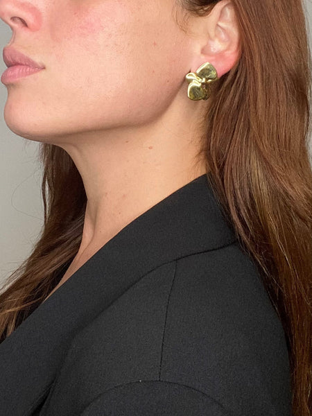 Angela Cummings 1984 New York Lily Flowers Petals Clips Earrings In 18Kt Yellow Gold