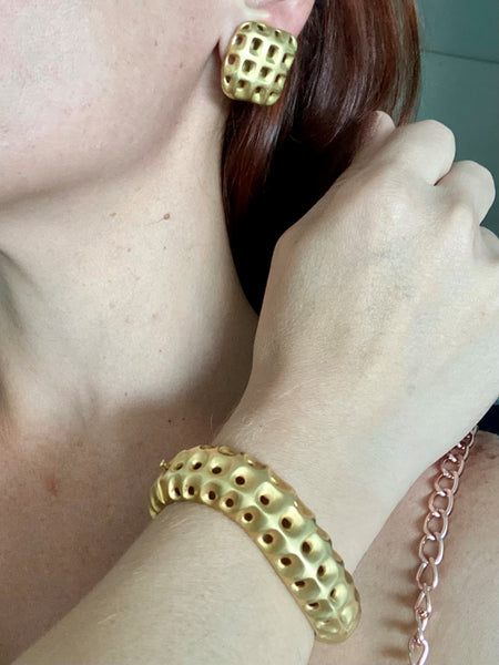 Angela Cummings 1987 New York Studios Perforations Earrings In Solid 18Kt Yellow Gold