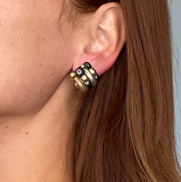 Tiffany Co 1970 By Angela Cummings Geometric Earrings In 18Kt Yellow Gold With Gemstones